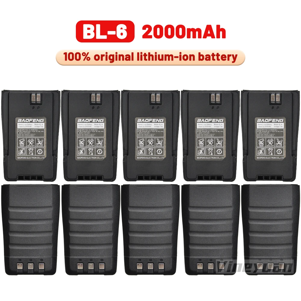 

10PCS Original BaoFeng BL-6 2000mAh Li-Ion Battery Pack For Baofeng UV-6 UV-6D Two Way Radios BaoFeng UV-6 Walkie Talkie Battery