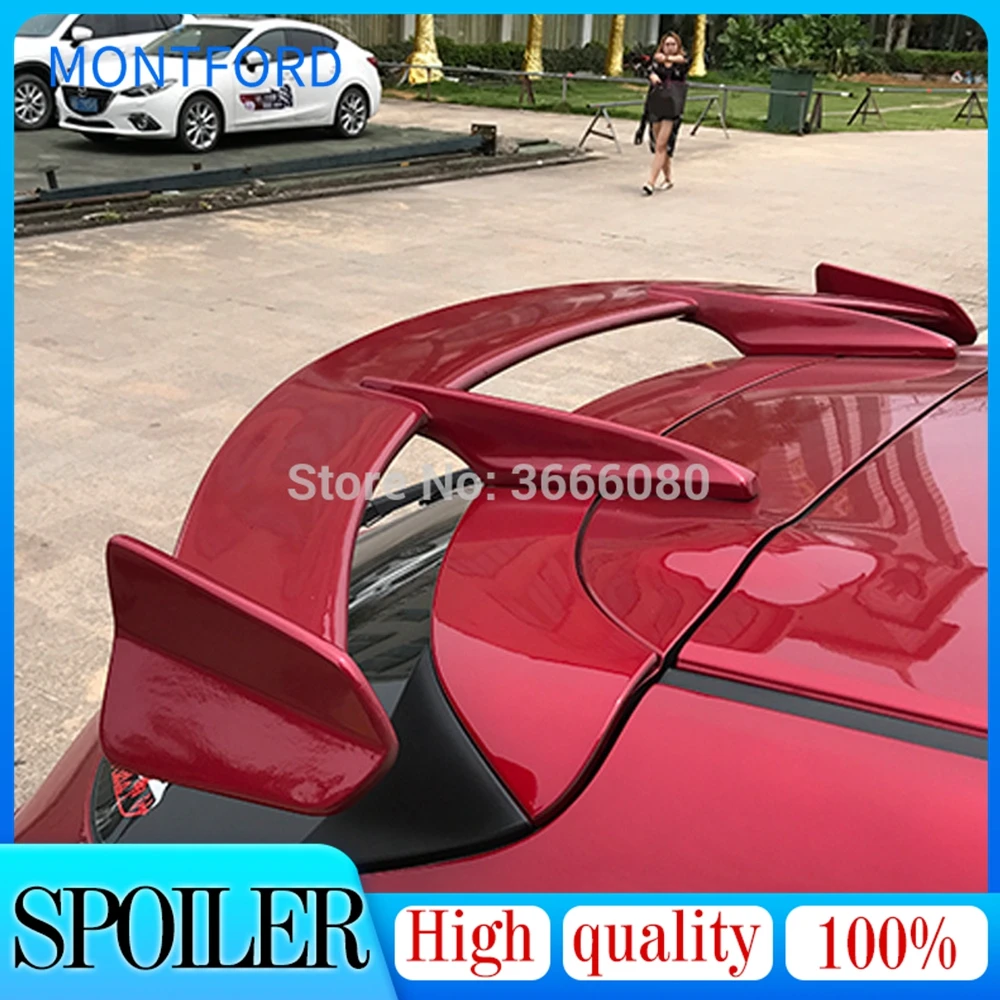 

For Mazda 3 Axela hatchback 2013-2018 FRP Material Unpainted Color Rear Spoiler Wing Trunk Lid Cover Car Styling