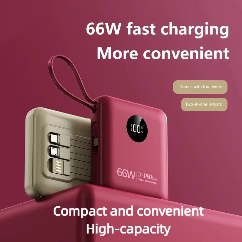 ONEPLUS 50000mAh PowerBank 66W شحن سريع مع كابل سعة كبيرة مدمجة محمولة صغيرة مشتركة أربعة أسلاك بنك الطاقة المحمول #3