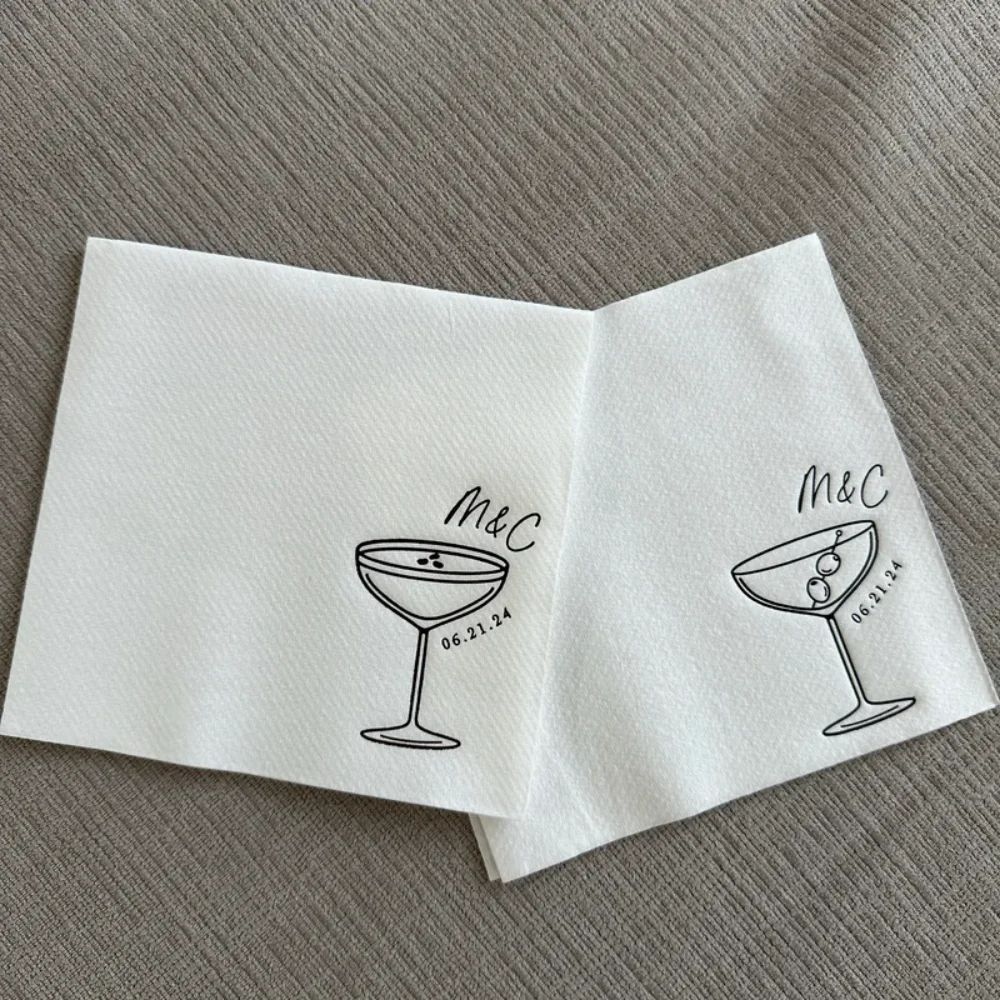 

Custom Dirty Martini Coupe Glass Cocktail Napkin | Wedding |Party | Bachelorette | Birthday | Personalized |Bridal Shower, 50Pcs