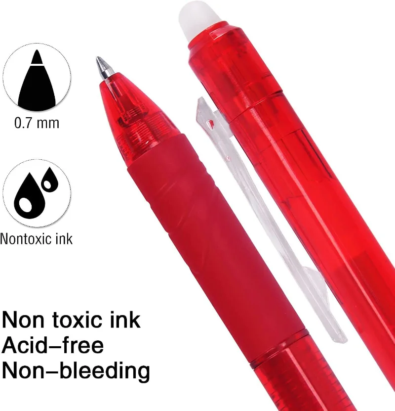 0.7mm Magic Erasable Pen Press Gel Pen Set 8 Colors Erasable Refill Rod Gel Ink Stationery Retractable Pens Washable Handle Rod