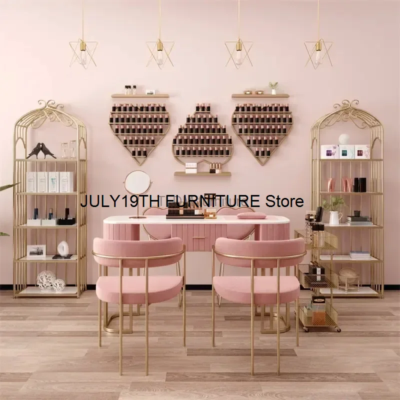 Modern Minimalist Manicure Table and Chair Set Light Luxury Beauty Salon Nail Tables Salon Furniture Household Nail Makeup Table