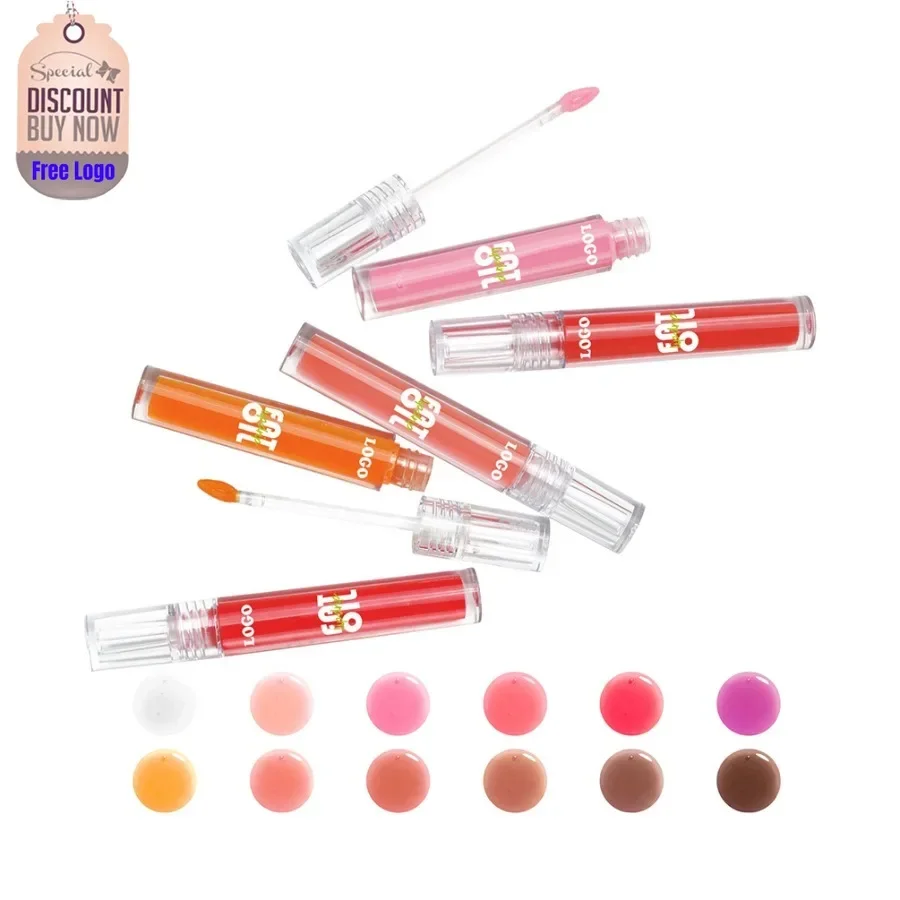 

Private Label 12colors Clear Tube Lip Oil Nourish Moisturizing Hydrating Long Lasting Portable Easy To Use Lip Plumping Makeup