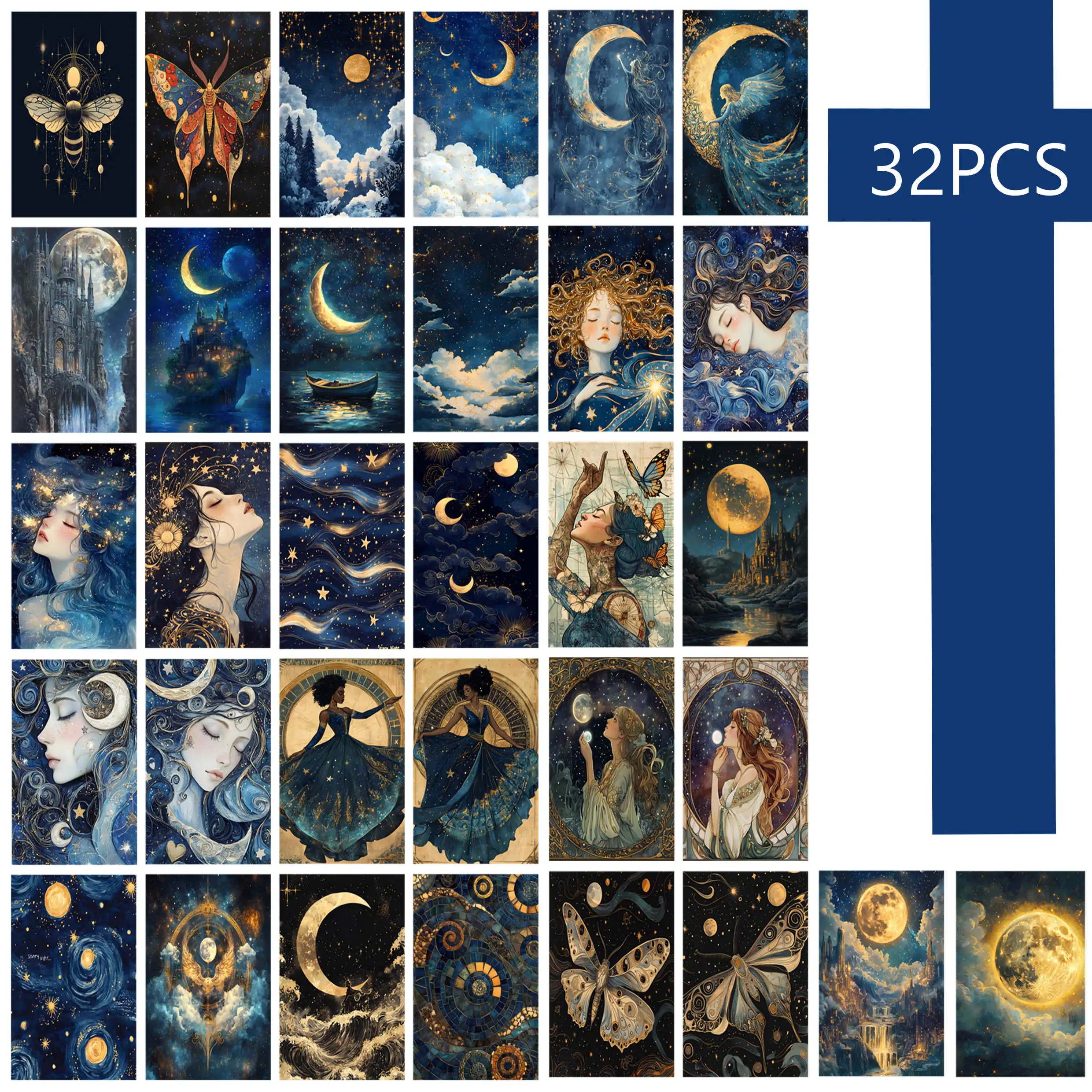 32 Stück, Kunstmädchen-Postkarten, christlich, Wandaufkleber, Postkarten, Grußkarten, DIY-Postkarten, Souvenirpostkarten, dekorativ