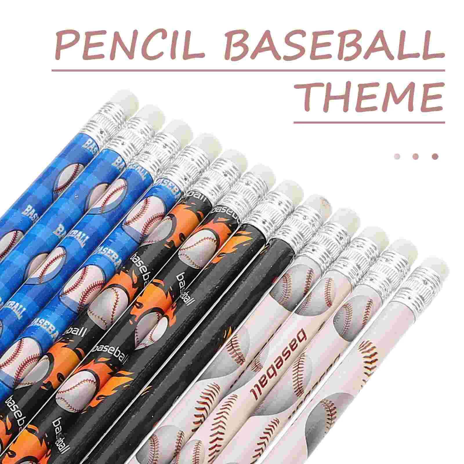 Pencil Sports Themed Pencils Writing Supplies Wood with Erasers Sketching Note Novalty Classroom Supply Kid