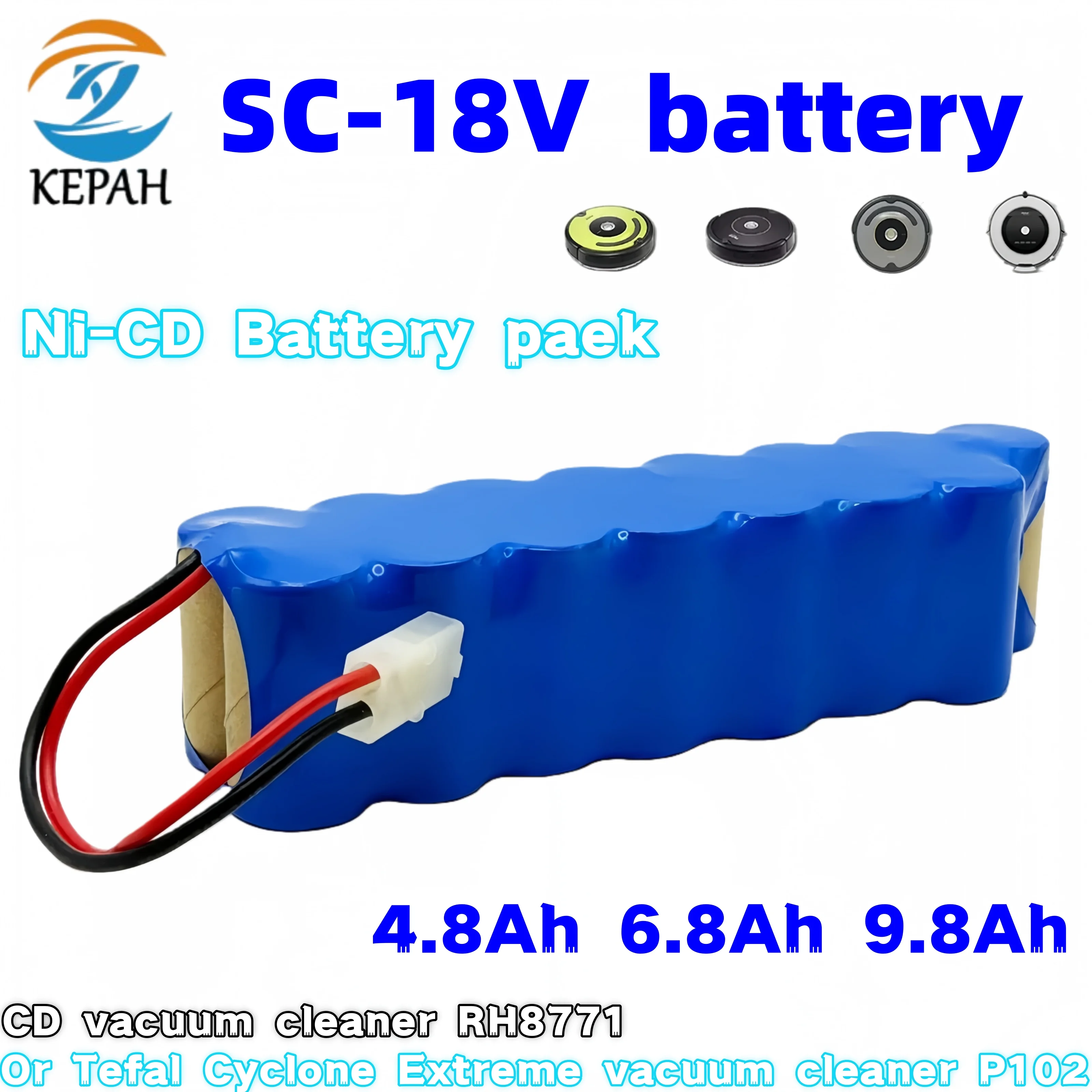 18V Universal Ni-CD Battery Pack (P102 Model) | 6800mAh for RH8771/Cyclone Extreme Vacuum Cleaners