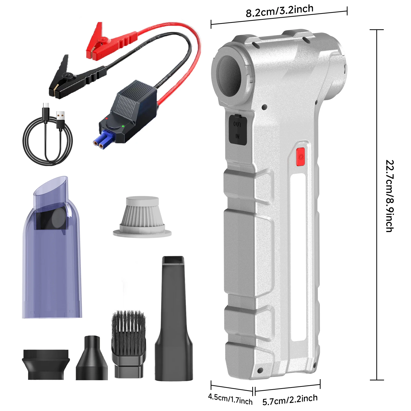 

5 in 1 Multifunctional Air Blower Car Jump Starter Dust Removal Powerful Turbo Fan Vacuum Cleaner power bank 880000RPM Blower