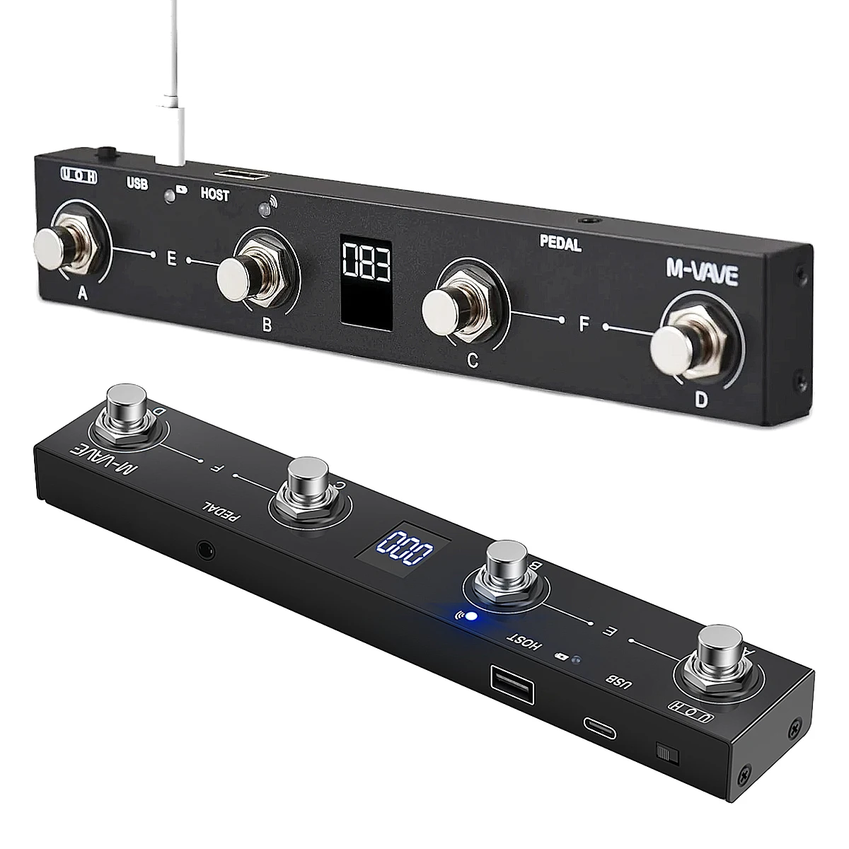 M-VAVE Chocolate Plus Black Wireless MIDI Controller – 4 Footswitches, USB/BT MIDI, Host Interface, 16 Messages per Switch, 280g