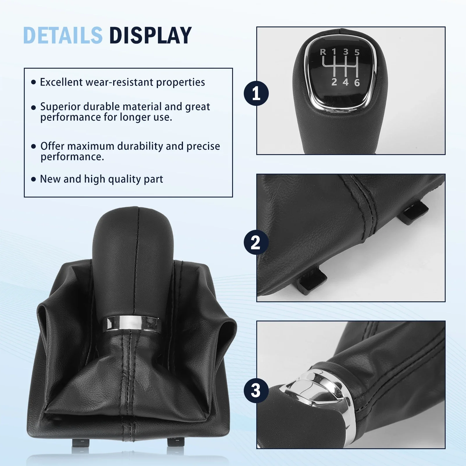 

6 Speed Black Leather Gear Stick Knob with Frame FOR Skoda Octavia 3 III 5E 2012-2021