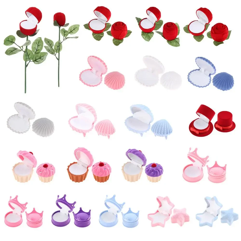 Schöne Paket Display Geschenk Halter Ohrringe Halskette Halter Ehering Boxen Samt Schmuck Box Armband Container