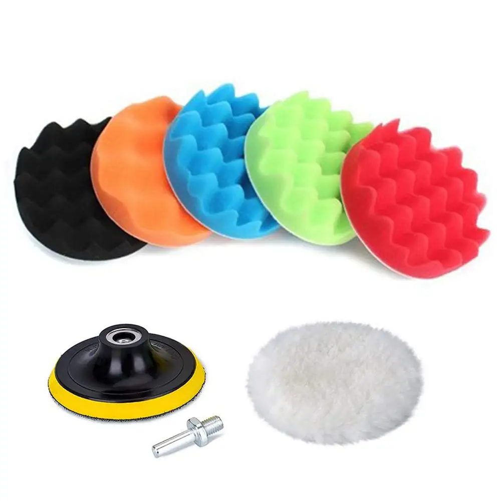 8 Pcs 3/4/5 Inch Car Polishing & Buffing Sponge Pads Kit Wool Bonnet Pads for Auto Washing Cleaning Waxing Dusting