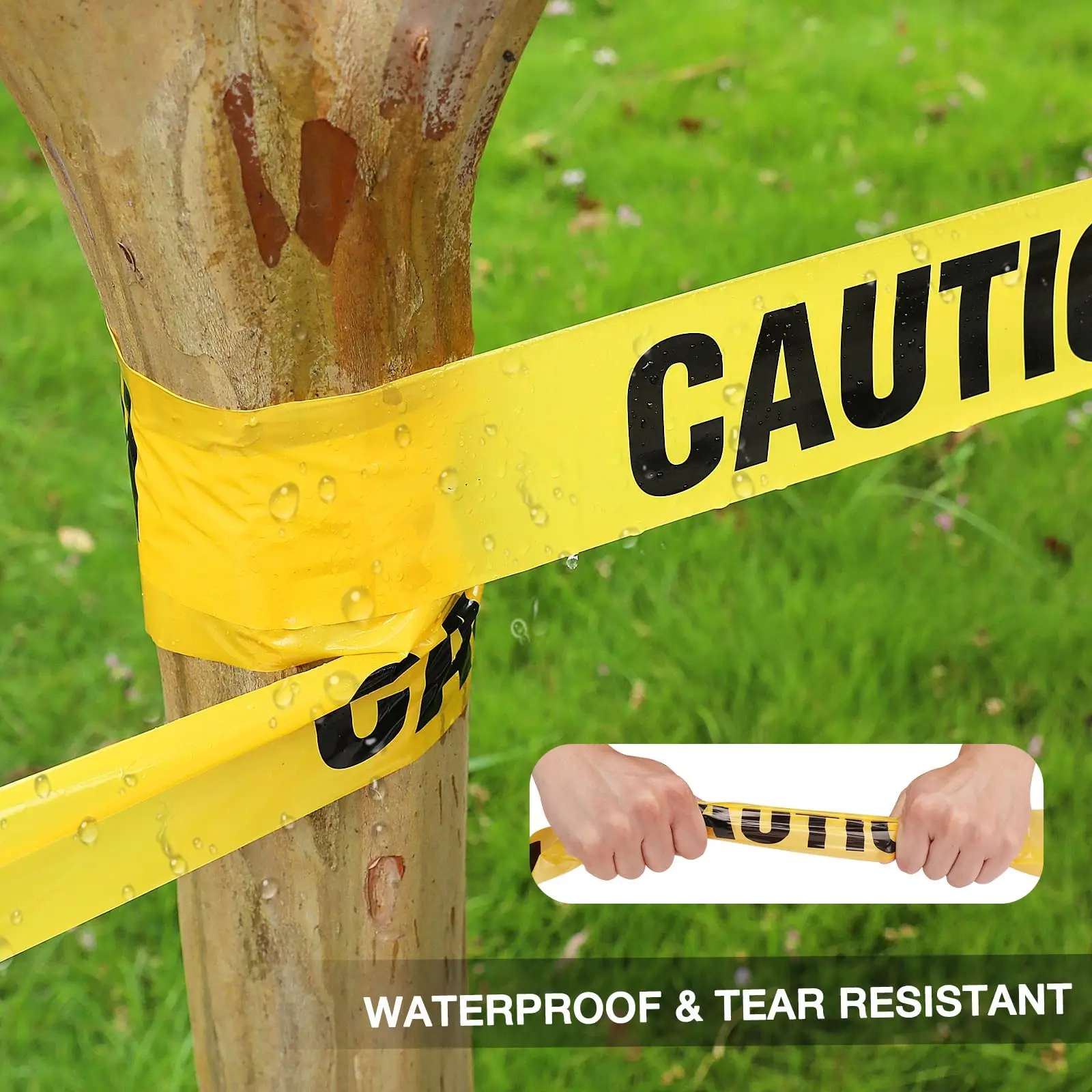 Premium Yellow Caution Tape, Bright Yellow W, Wide for Maximum Readability, Strongest & Thickest Tape for Danger/Hazardous Areas