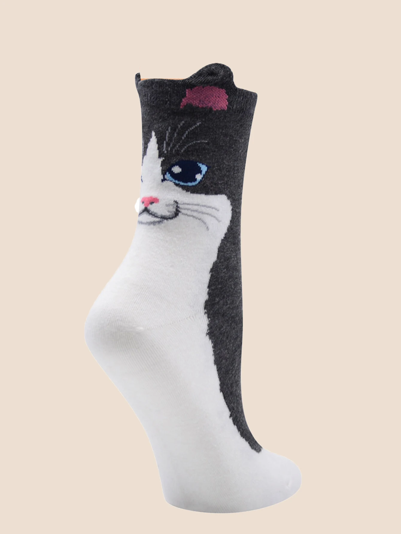 5 pairs of three-dimensional cat socks for men and women  fashionable and fun cat ear socks  pure cotton animal ear tube socks