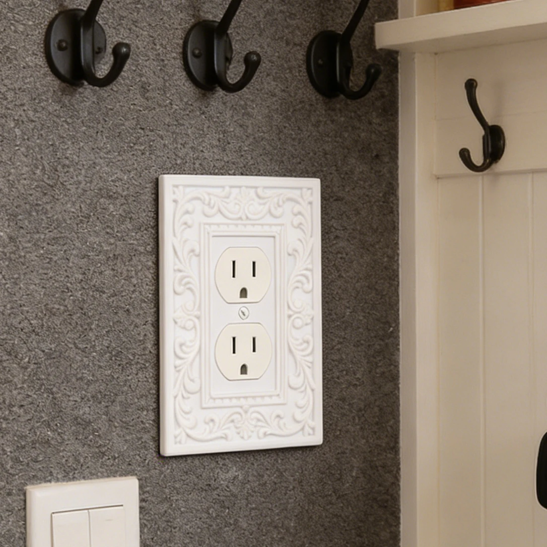 Cross-Border Retro European Pattern Square Switch & Outlet Cover For Luxury Style Home Wall Decor Scenario