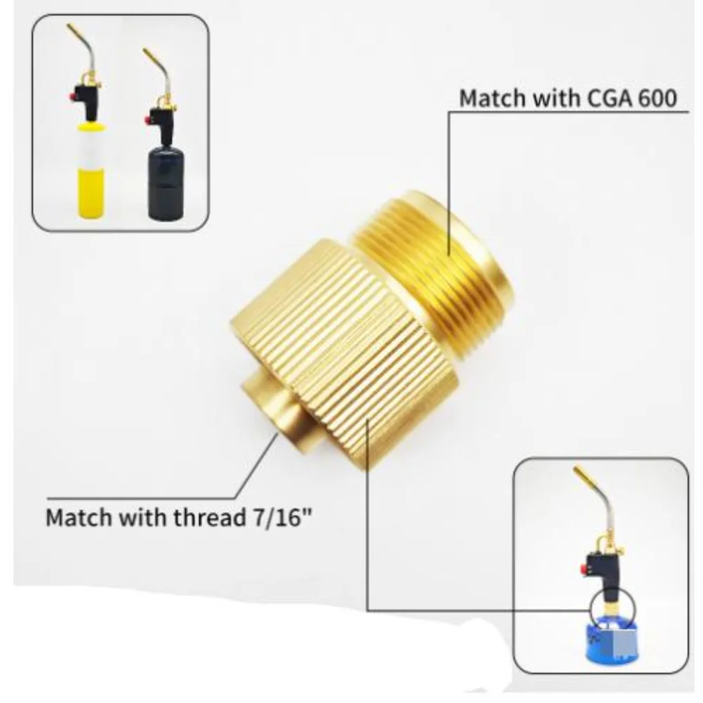 CGA600 to 7/16 inch Outdoor For Fuel Adapter Compatible with Standard Propane Canisters and Portable Appliances
