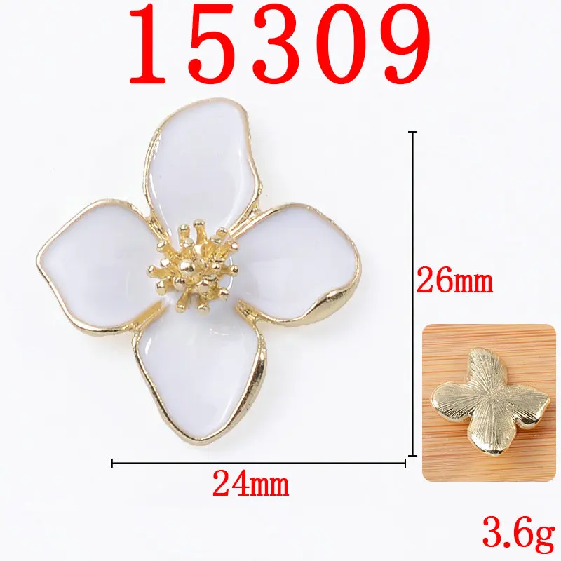 10 Pcs/Lot Alloy Branch Gold Red Rhinestone Buttons Pendants Decorative Jewelry Earrings Choker Hair DIY Jewelry Accessories