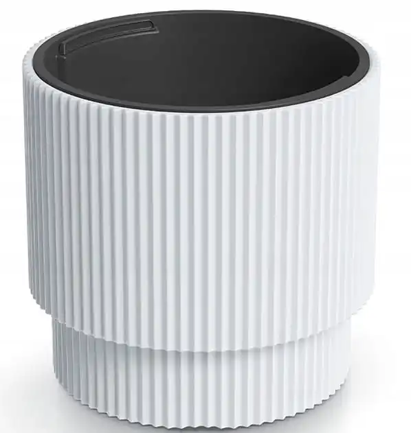 Witte geribbelde plastic bloempot 39,5x37,5 cm met Milly cartridge