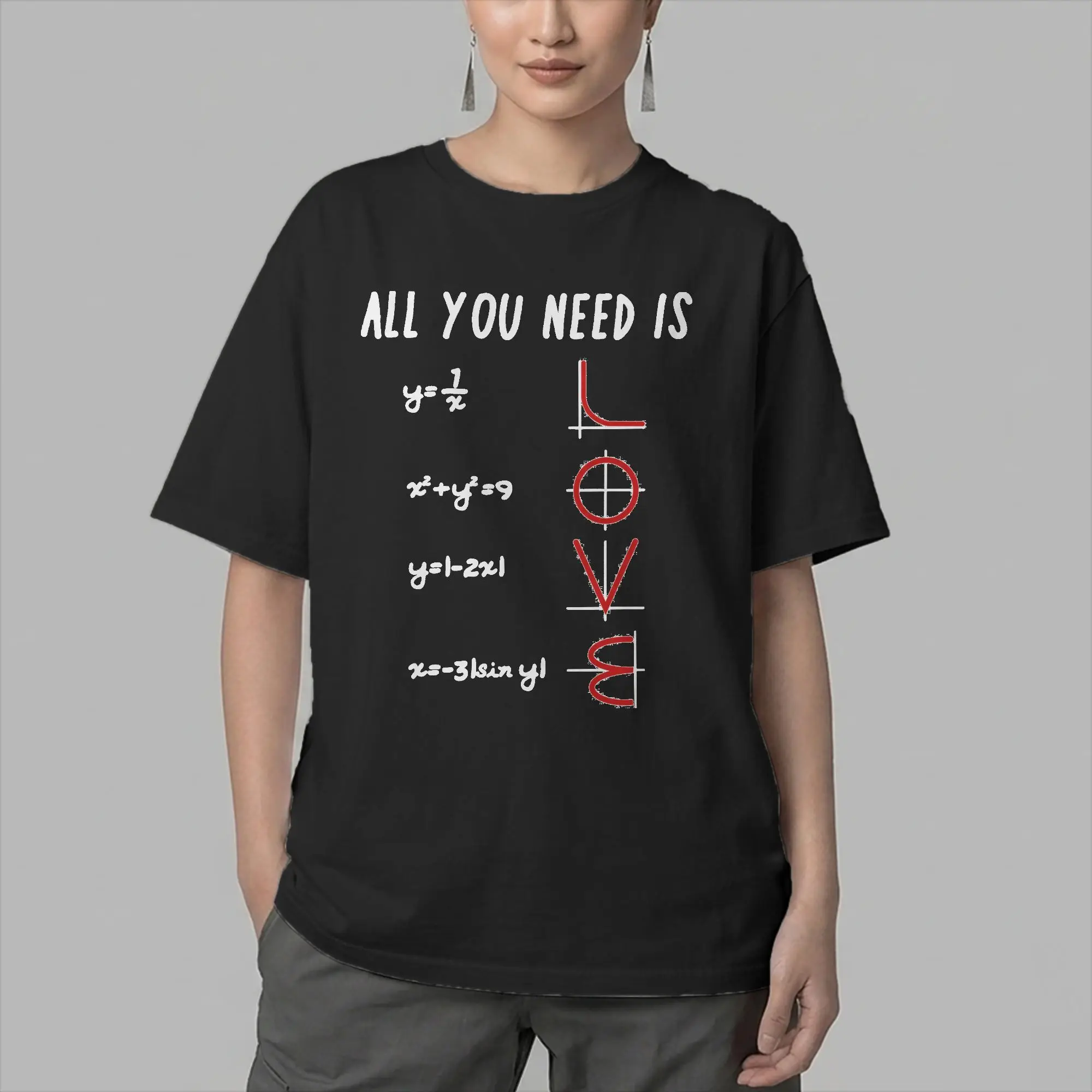 All You Need is Love Mathematics Pun T-Shirts for Men Math Vintage Cotton Tee Shirt Round Collar Short Sleeve T Shirt Clothes