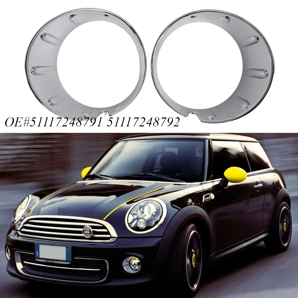 

Chrome Left Right Car Front Fog Light Cover Fog Light Trim Ring for MINI Cooper R55 R56 R57 R58 R59 51117248791 51117248792