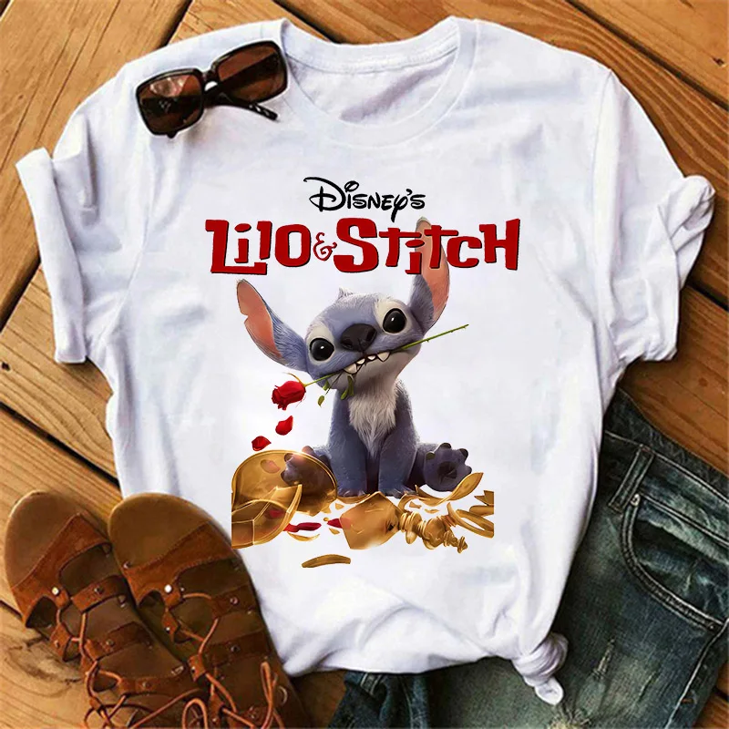 

Disney New Movie Lilo & Stitch T-shirt Adult Cartoon Anime Short Sleeve Boys Girls Summer Fashion Cotton Tee Summer Clothes Top