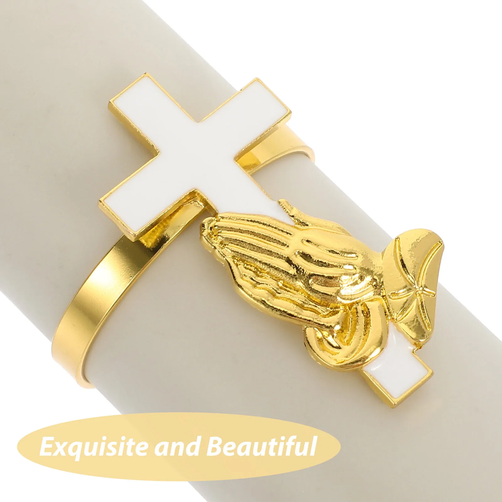 

4Pcs Cross Napkin Rings Decorative Alloy Napkin Buckles Dining Table Holder Wedding Holiday Serviette Ring Rings for Napkins
