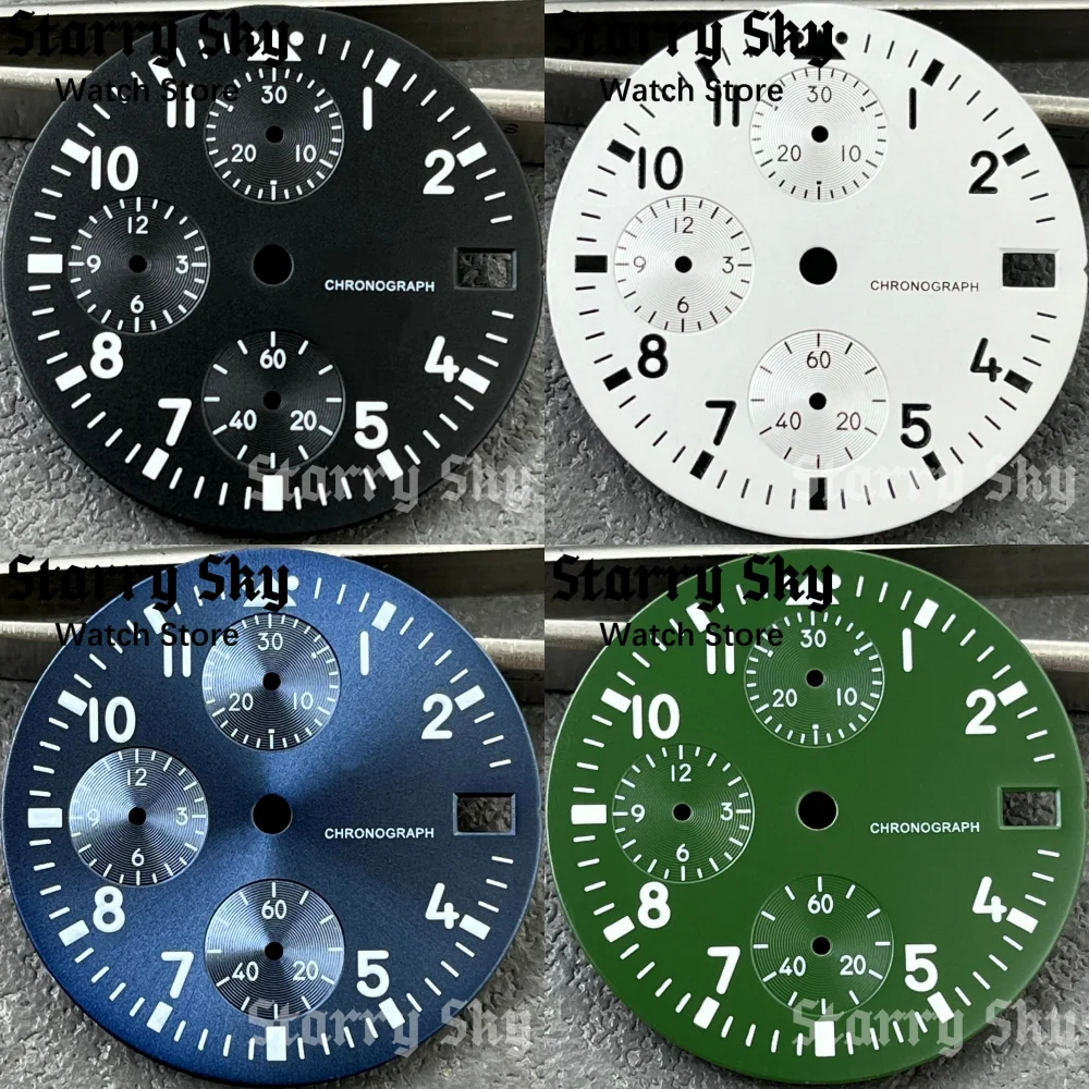 Esfera de reloj de cuarzo Starry Sky New de 30 mm de alta calidad con ventana de fecha y luminiscencia, adecuada para piezas de reloj con movimiento de cuarzo VK63.