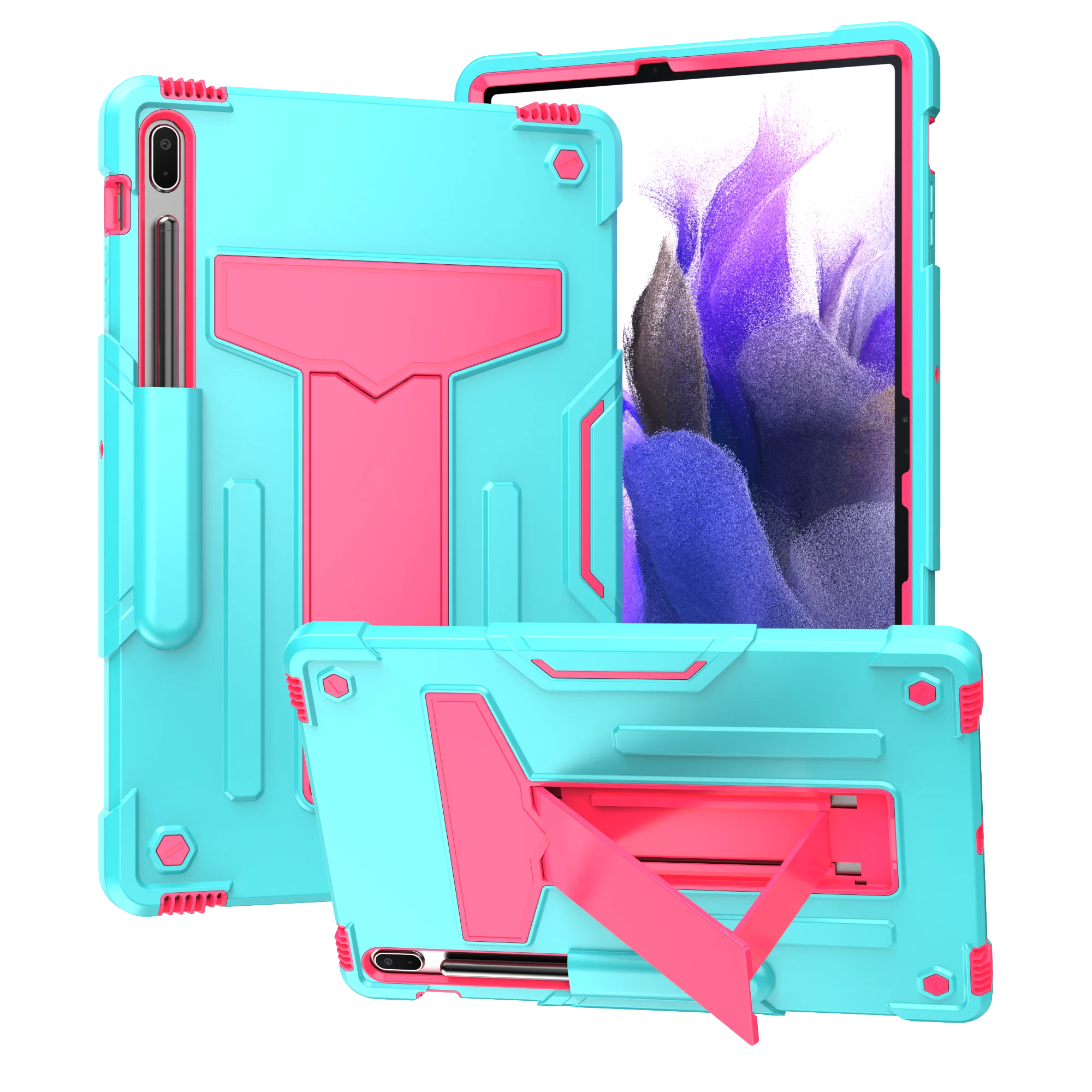 Case For Samsung Galaxy Tab S9 S8 11 Plus 12.4 S7 FE Tablet Cover SM-X710 T970 T870 T730  X810 Hybrid Shockproof With Holder