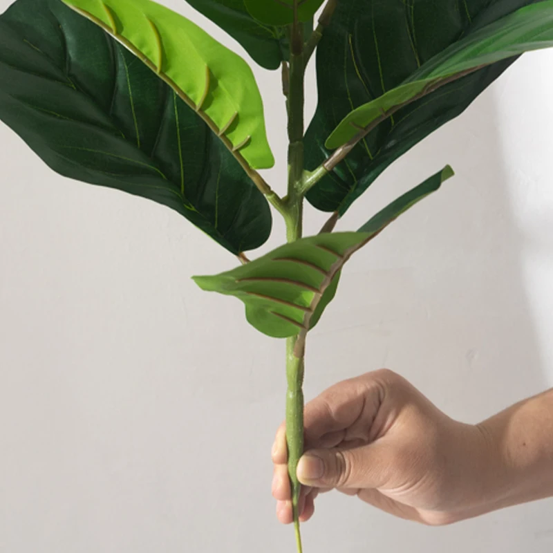 38cm Fake Ficus Tree Artificial Fiddle Leaves Tropical Banyan Plants Branch Plastic Fig Tree Foliage Faux Rubber for Home Office