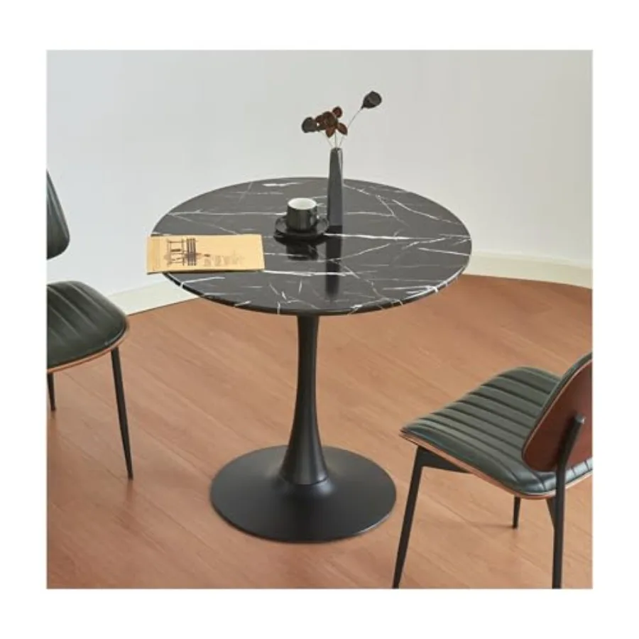 

Round Dining Table 31.5 Circle Tulip Table with Thickened Top Metal Base Mid Century Modern Bistro Table for Kitchen Small Spac