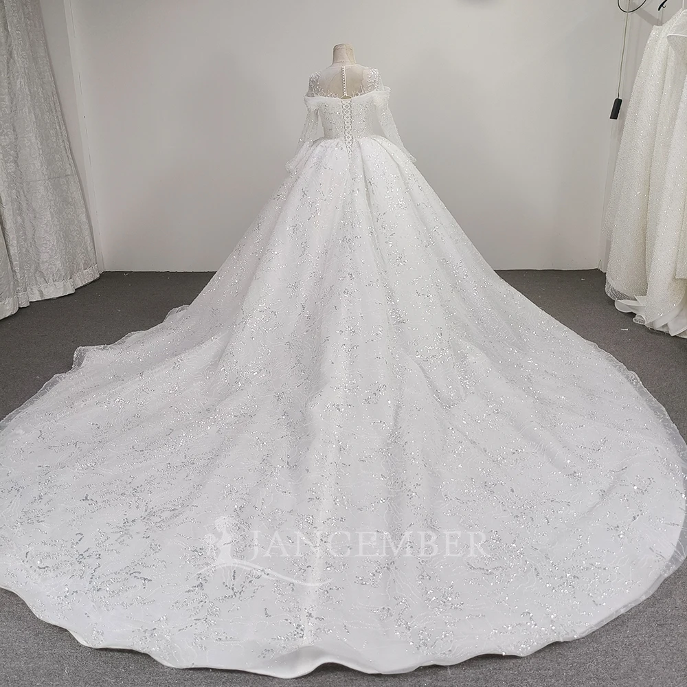 Chic Crystal Wedding Dress Beads Long Sleeves Vintage Wedding Gowns Luxury Boho Bride Dresses Floor Length свадебное п