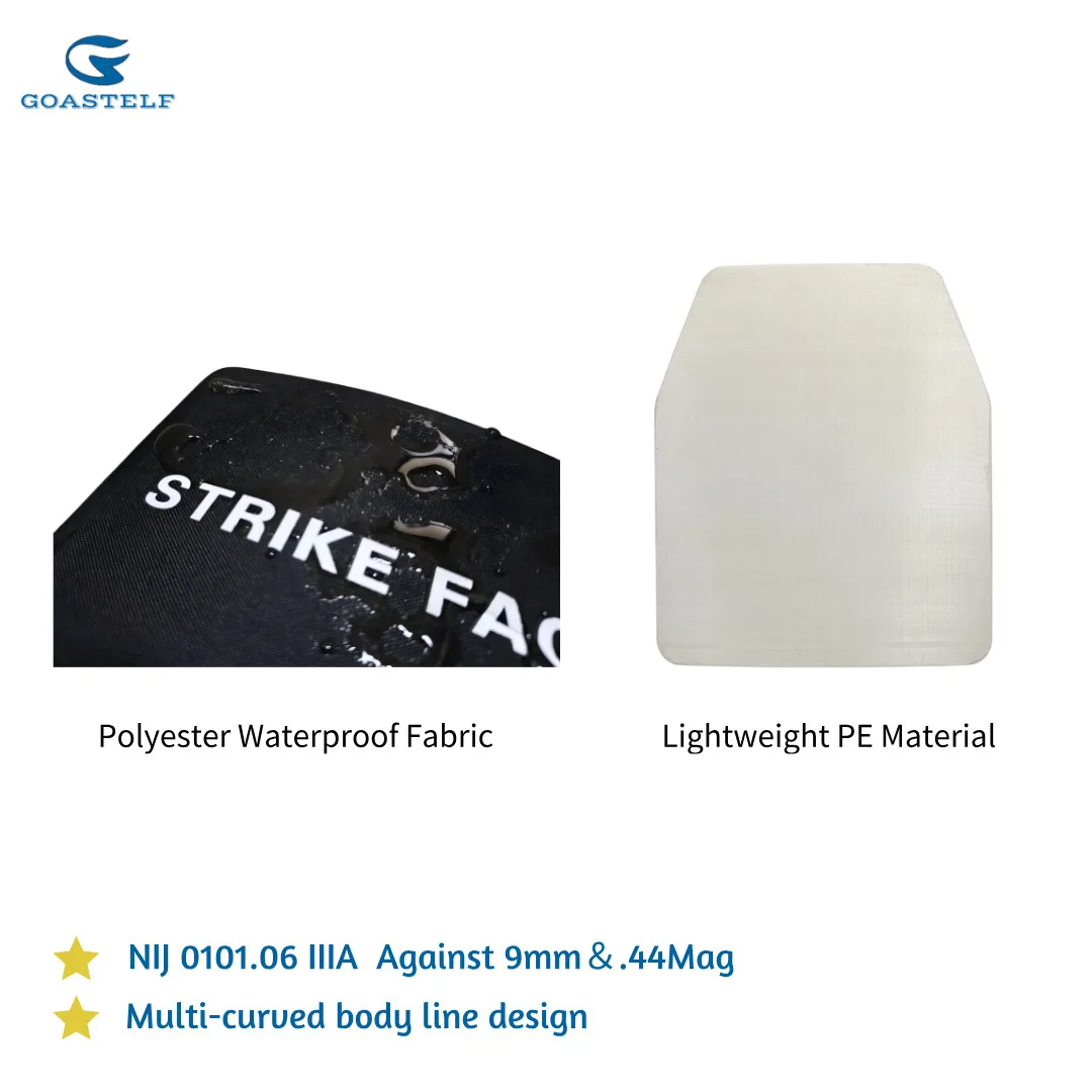 10 x 12 дюймов, многоизогнутая баллистическая пластина NIJ IIIA PE, 25x30 см, тактический жилет, пуленепробиваемая пластина, бронежилет от 9 мм и .44Mag