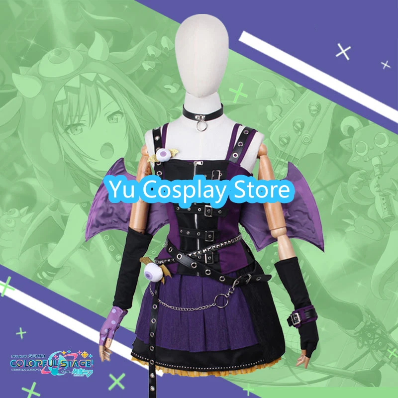 Game Project Sekai Colorful Stage Hinomori Shiho Cosplay Costume Women Cute Dress With Bat Wings Halloween Uniforms Custom Made