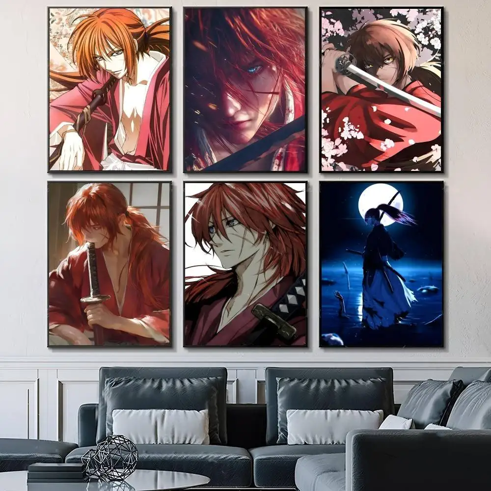 Anime H-Himura K-Kenshin Poster, ausgefallener Wandaufkleber für Wohnzimmer, Bar, Dekoration, Wanddekoration