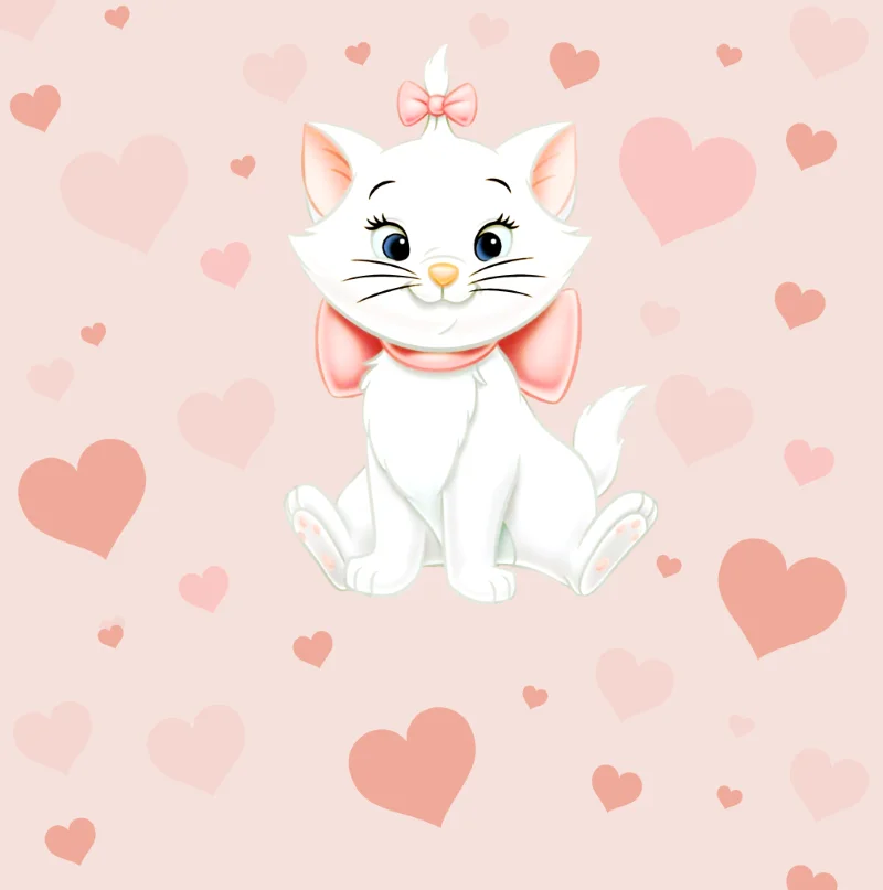 6x6ft Pink Love Hearts Cartoon Cat Happy Birthday Bow Girl Custom Photo Studio Seamless Background Backdrop Vinyl 180cm X 180cm