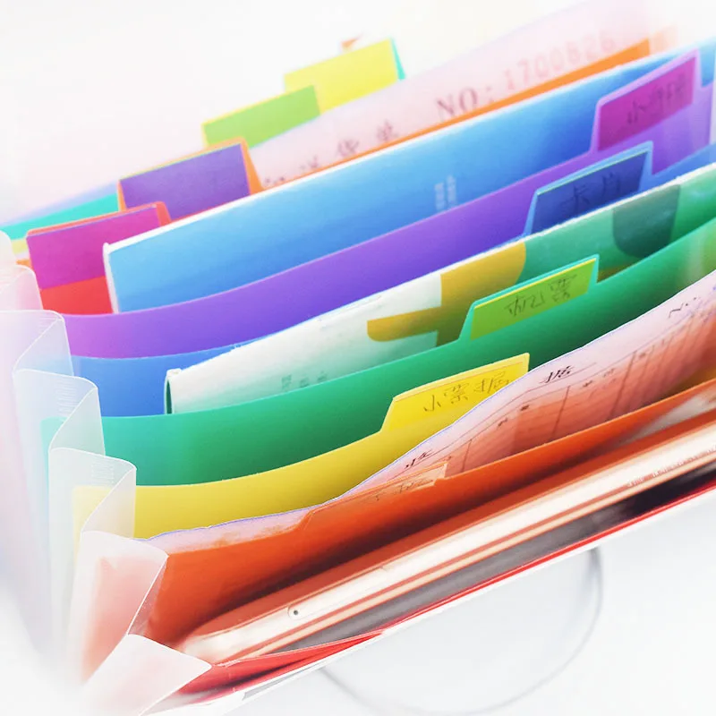 

Rainbow Organ Bag Folder File Clip Plastic Rope Binding Office A6 Mini Receipt Pack 13 Grid Storage Clip