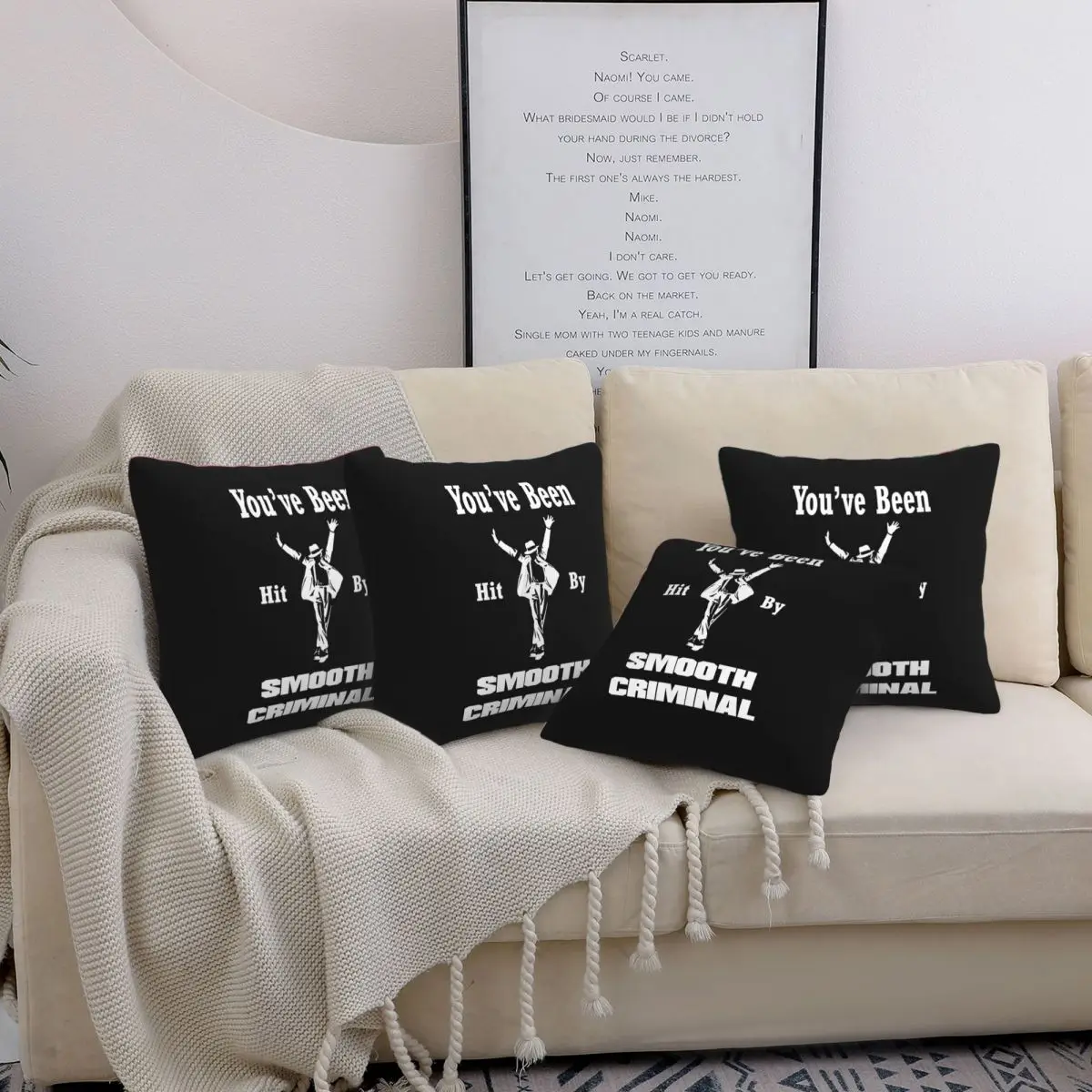 

Vintage MJ Smooth Criminal Michael Jackson 4pcs Square Pillowcase Cushion CoverCase Throw Pillow Cover for Home Sofa Living Room