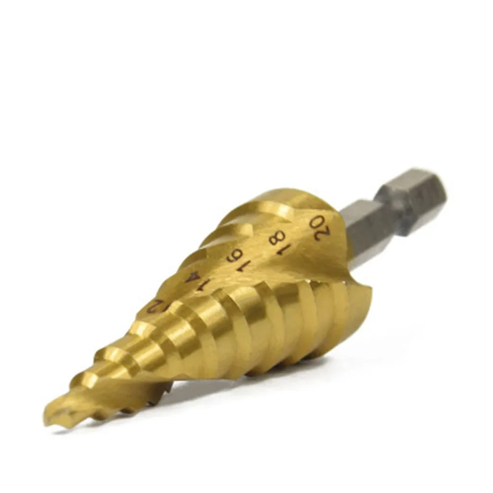 HSS 4241 material triangular handle titanium plated spiral groove step stage drill paddle multi-function 4-20