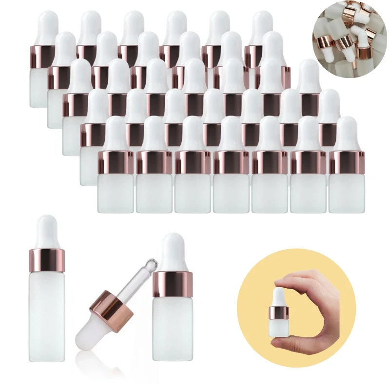 

30/50/100 шт. 1 мл 2 мл 3 мл 5 мл бутылки-капельницы из матового стекла с пипетками пустые многоразовые для эфирного масла парфюмерная ароматерапия