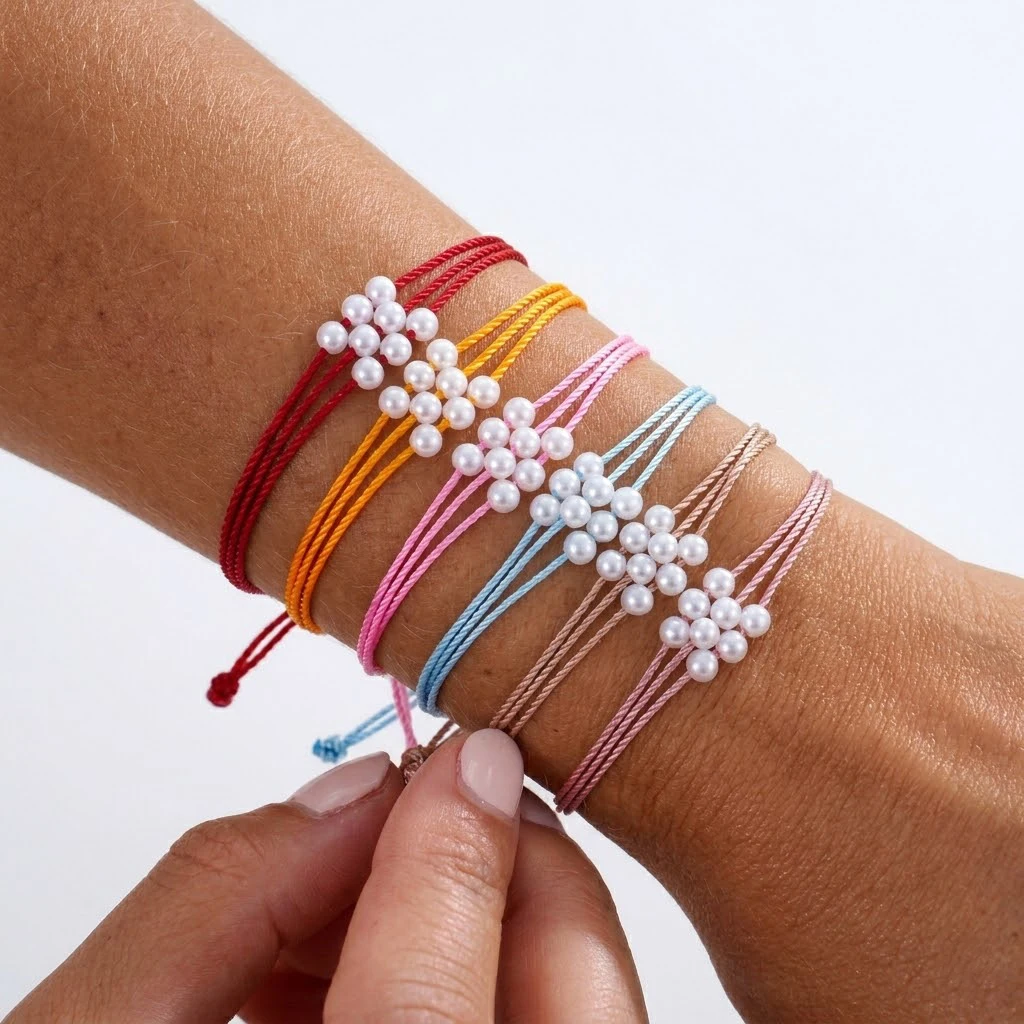 

1PCS Bohemian Style Handmade Imitation Pearl Multicolor Woven Adjustable Bracelet, Unisex Jewelry