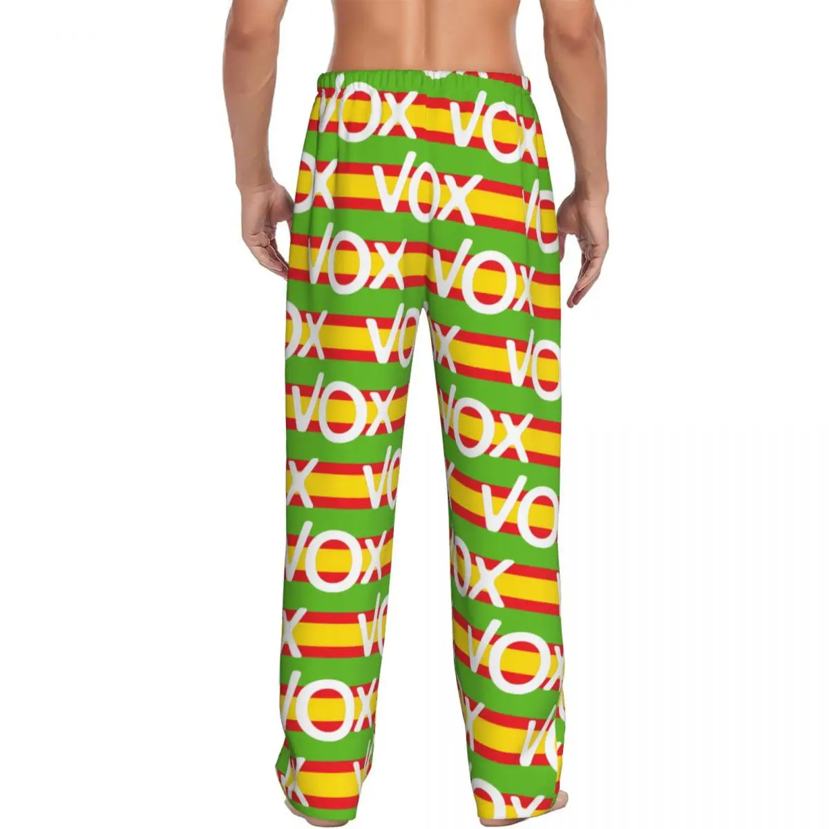 Custom Spain Vox Pajama Pants Sleepwear Men Elastic Waistband Spanish Flag Sleep Lounge Bottoms with Pockets view 3