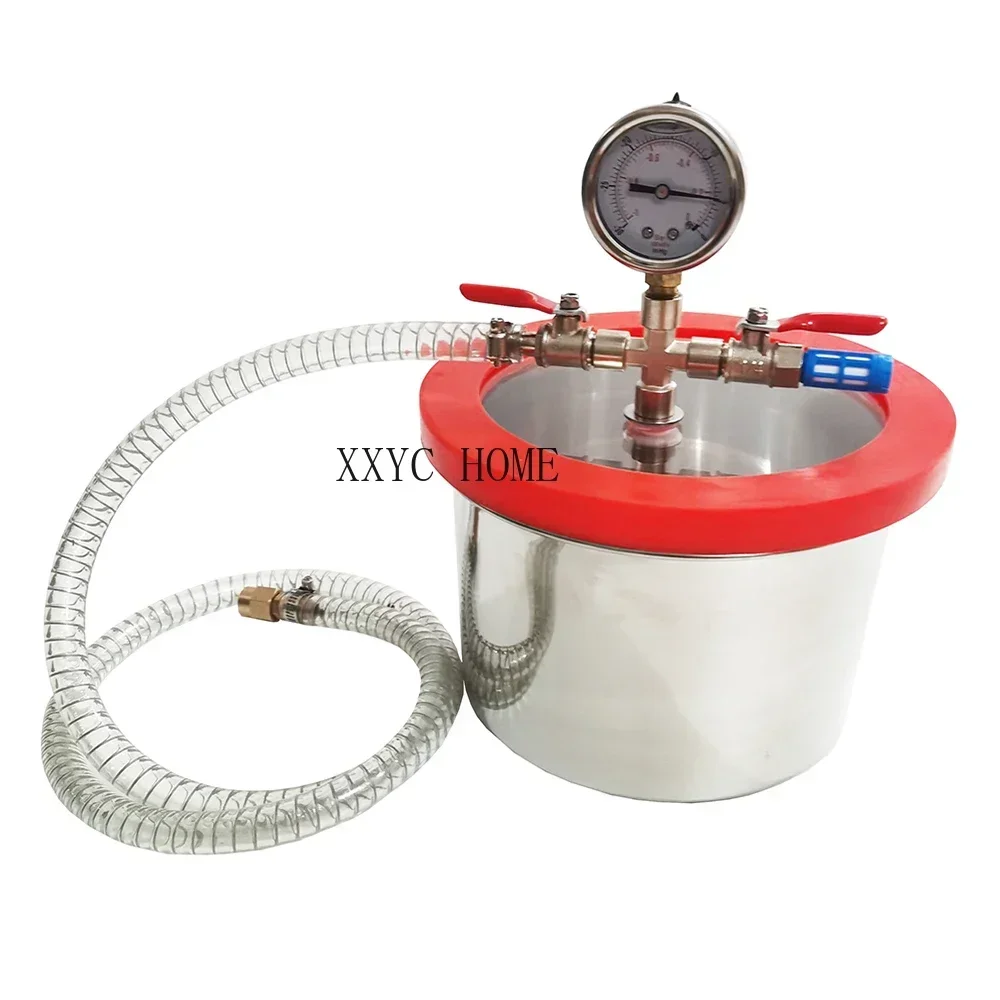 3L Stainless Steel Vacuum Degassing Chamber 20CM Diameter Epoxy Resin Vacuum Defoaming Barrel With 12MM Thickness Acrylic Lid