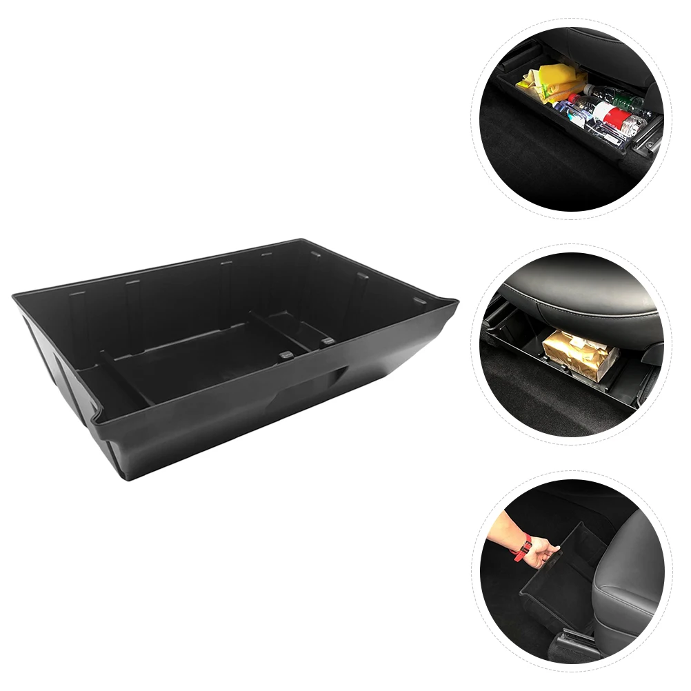 

1 Pc Compact Car Underseat Storage Box ABS Durable Vehicle Storage Organizer With Plush Insert