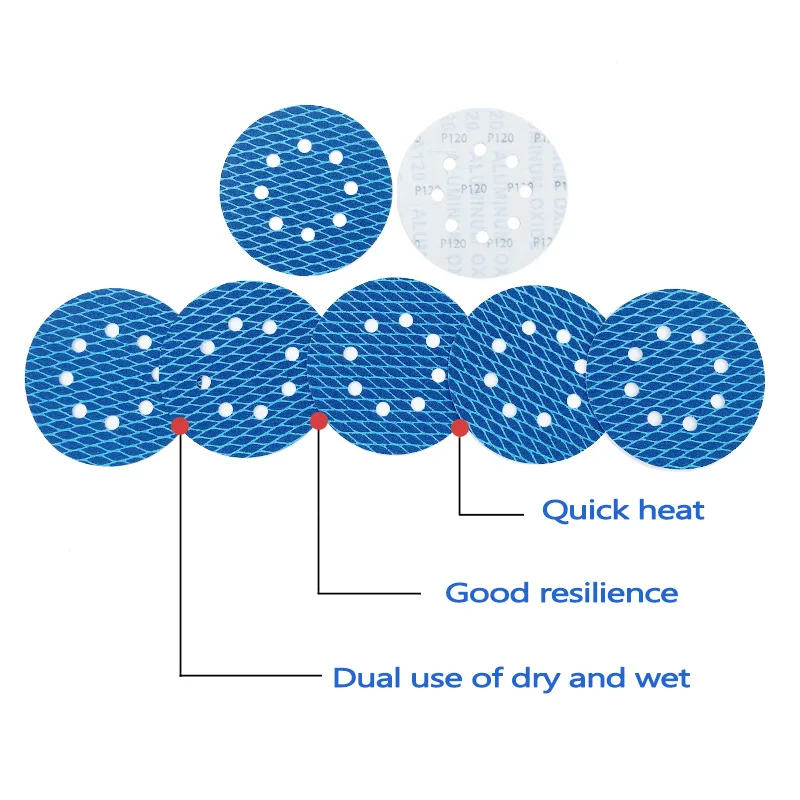 10pcs Blue Sanding Disc 5inch 125mm  Diamond Shape Orbital Sander Sandpaper 8 Hole Hook and Loop Pads Abrasive Tools Grit 60-320