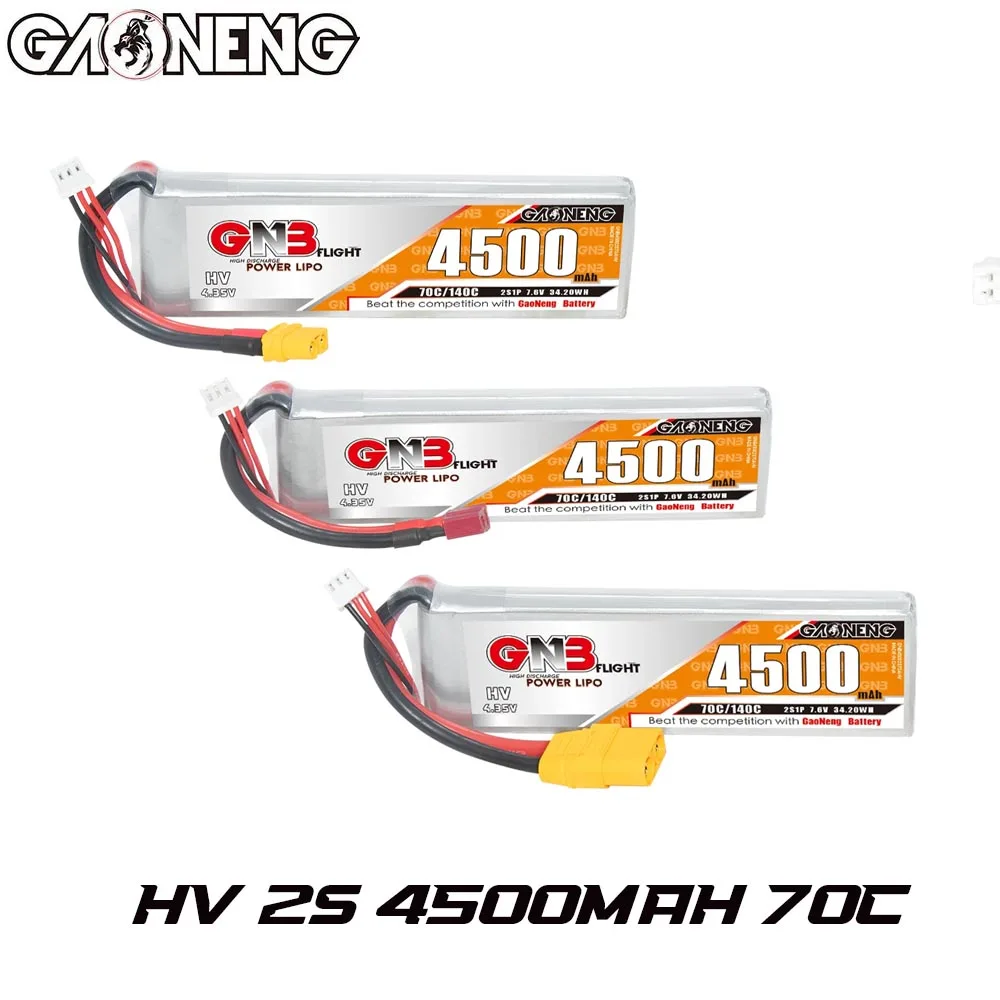 GAONENG GNB 4500mAh HV 2S 70C 140C 7.6V T Plug DEANS XT90 XT60 LiPo Battery Touring / Drift / RC Evader Car RC Boat