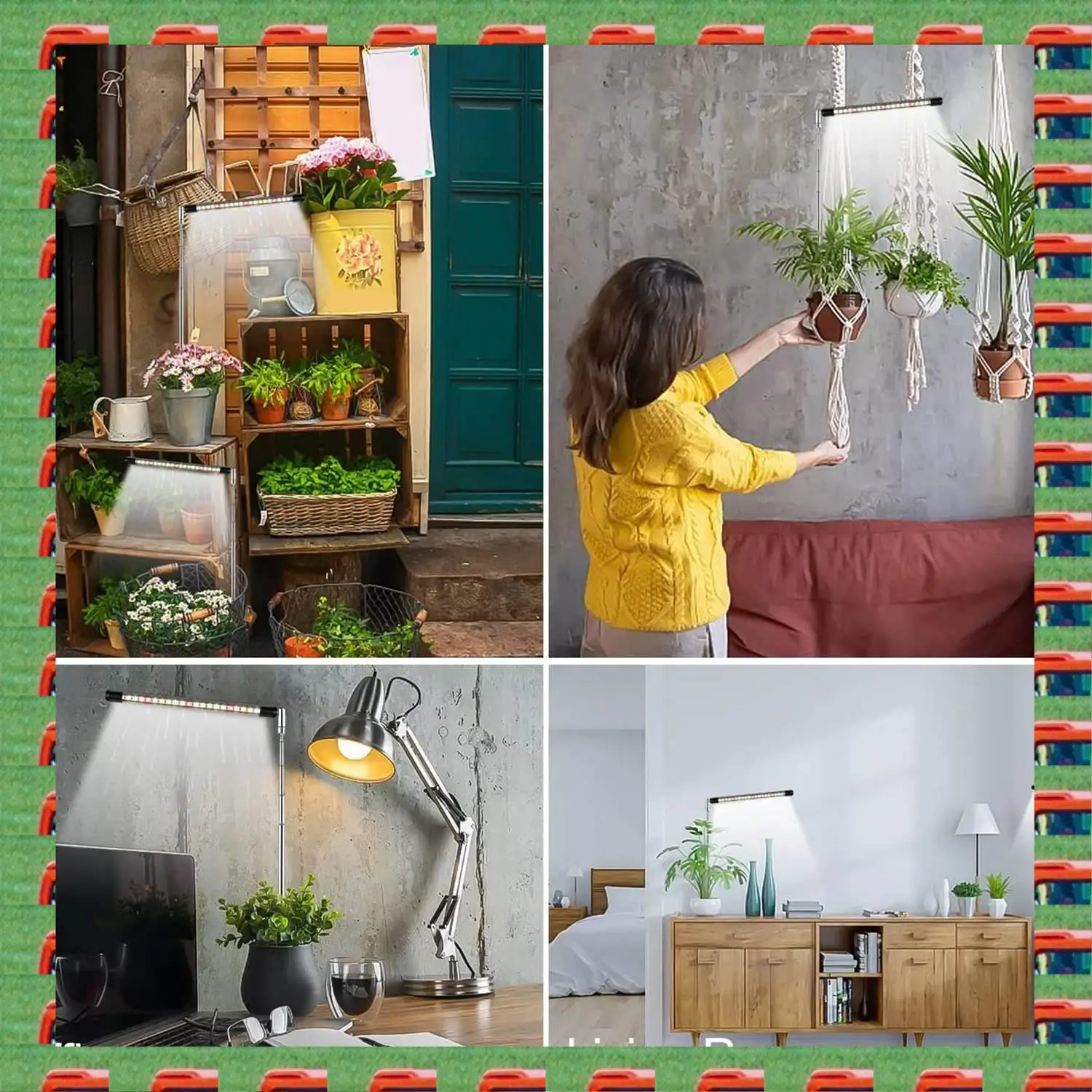 

ABMO Full Spectrum LED Grow Lights For Indoor Plants With Adjustable Height, 3 Lighting Spectrum, Auto Timer 3/9/12H US Plug