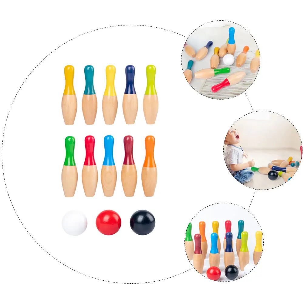 1 مجموعة أطفال كيت قسط الخشب مجموعة البولينج الصغيرة للداخلية في الهواء الطلق الوالدين والطفل هدية عيد ميلاد تفاعلية كرات البولينج مقلد