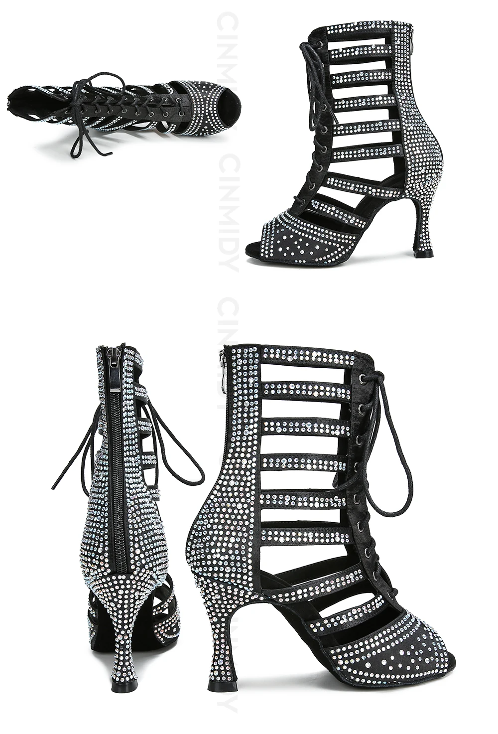 CINMIDY Damen High-Top-Latin-Tanzschuhe, Ballroom-Tanzstiefel, Pole-Dance-Stiefel, Jazz-Party-Tanzstiefel, schwarze Performance-Schuhe – Detail 13