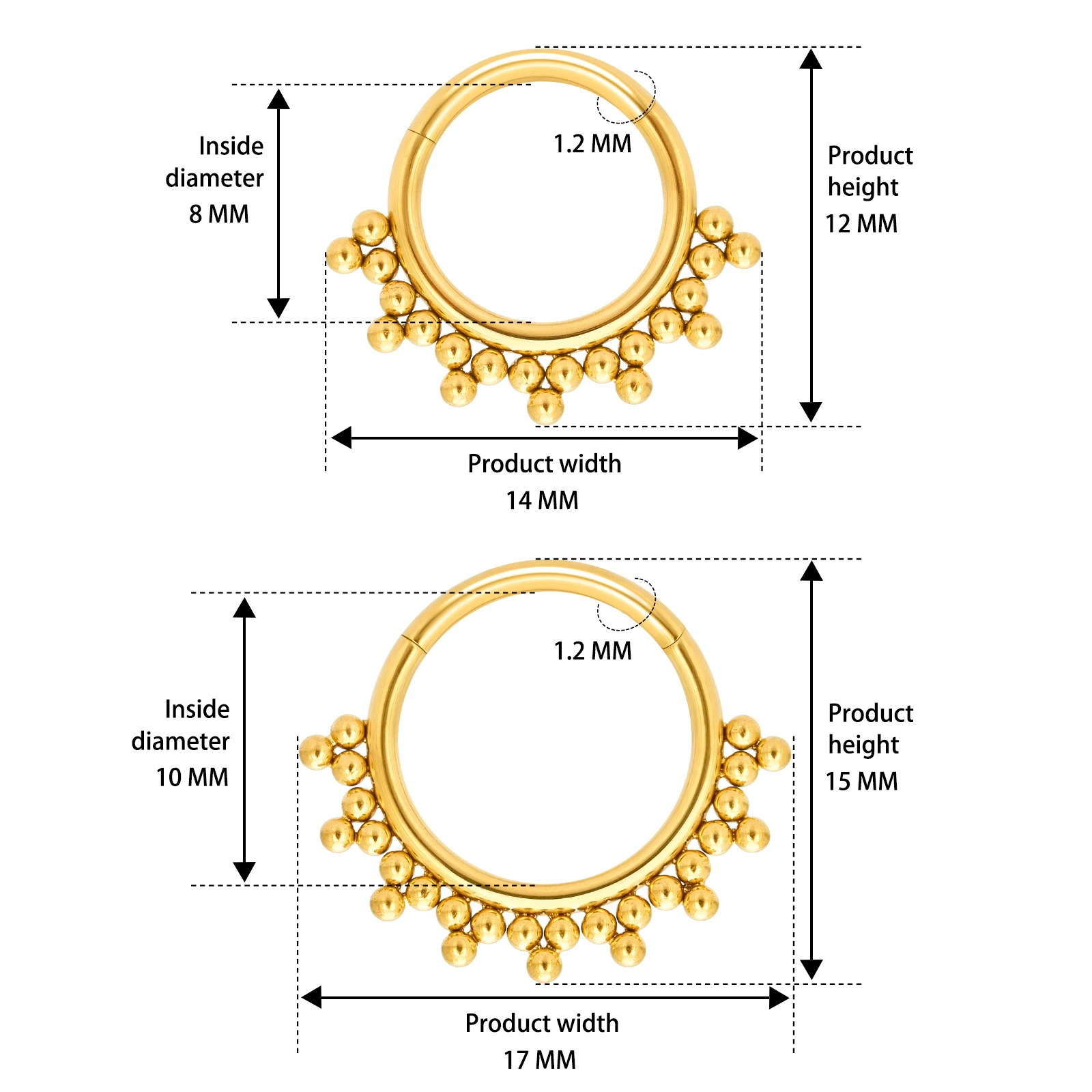 ASTM F136 G23 Titanium Piercing Septum Ring Nose Hoop Diaphragm Hinge Section Ball Cartilage Clicker Daith Helix Earring Jewelry