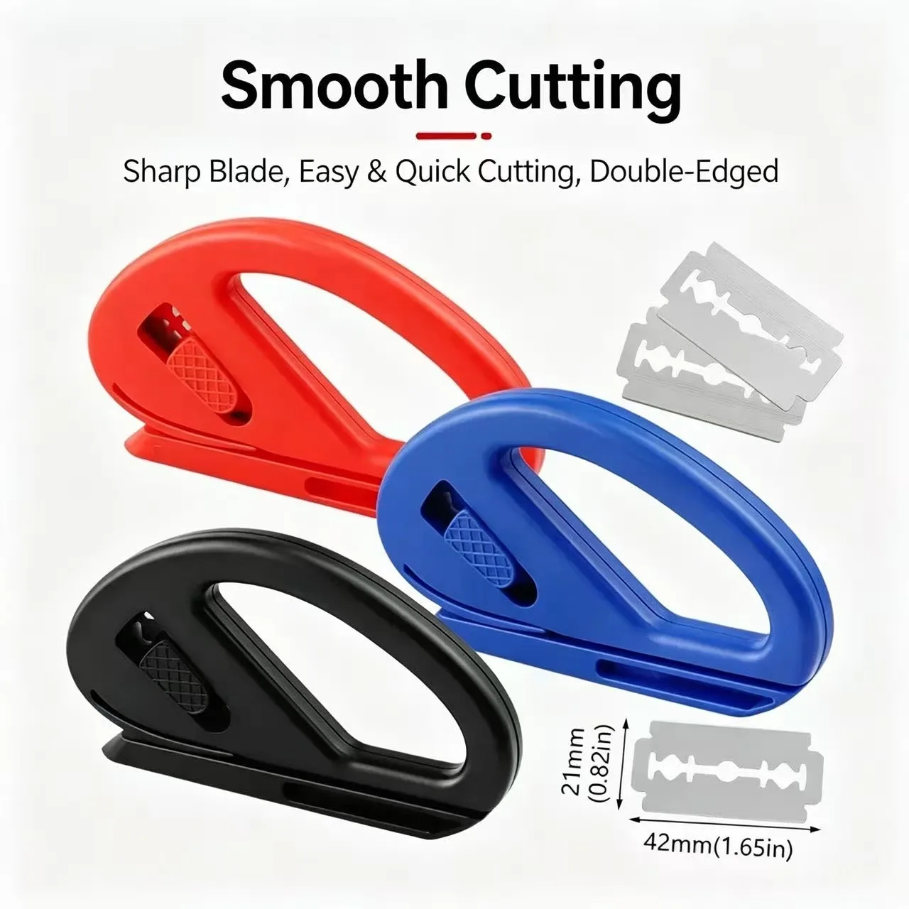 D-shaped Safety Cutter Plastic Carpet Fabric Cutting Tool, Replaceable Double Edge Razor Blade, Handheld DIY Craft Cutting Knife