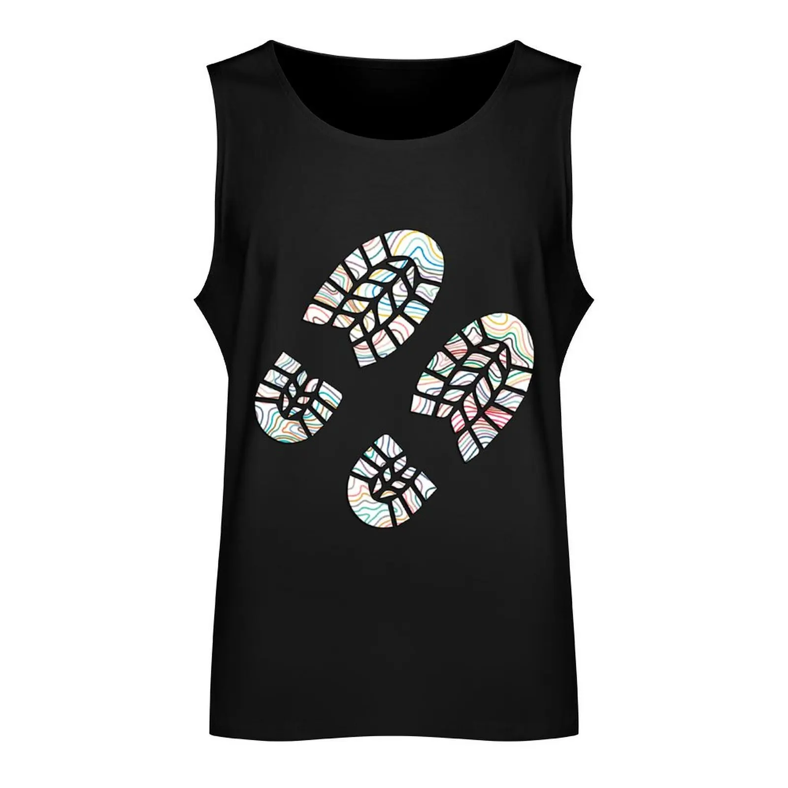 Hiking is for everyone with rainbow bootprints! Tank Top fashion 2024 man anime gym